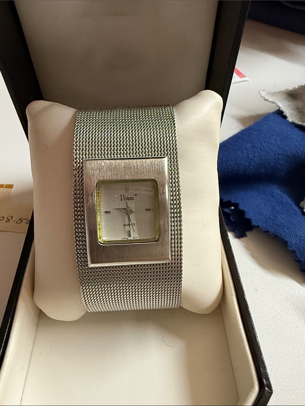 Vivani Women's Silver Mesh Cuff Watch